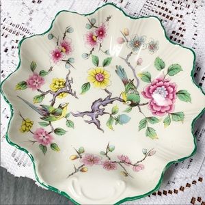 Old foley James Kent candy dish with birds and flowers